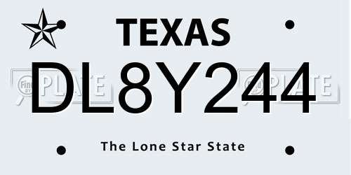 DL8Y244 Texas License Plate