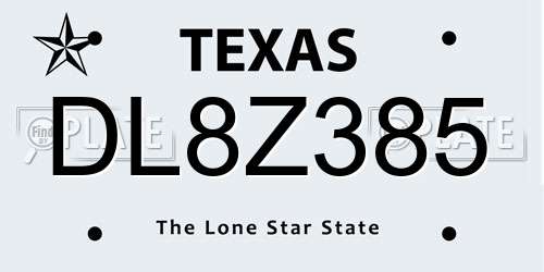 DL8Z385 Texas License Plate