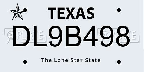 DL9B498 Texas License Plate