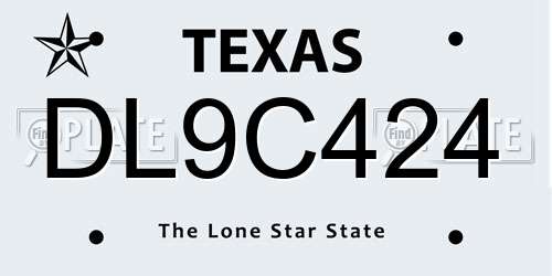 DL9C424 Texas License Plate