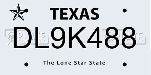DL9K488 Texas License Plate