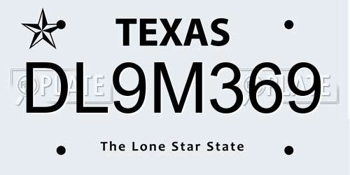 DL9M369 Texas License Plate