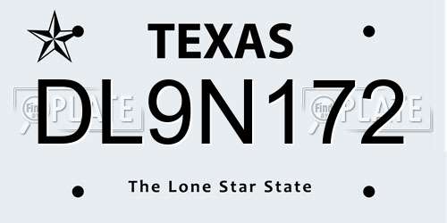 DL9N172 Texas License Plate