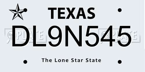 DL9N545 Texas License Plate