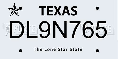 DL9N765 Texas License Plate