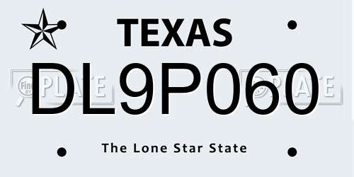 DL9P060 Texas License Plate