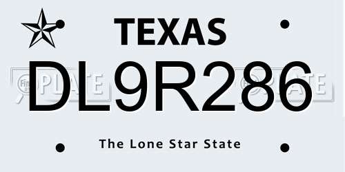 DL9R286 Texas License Plate