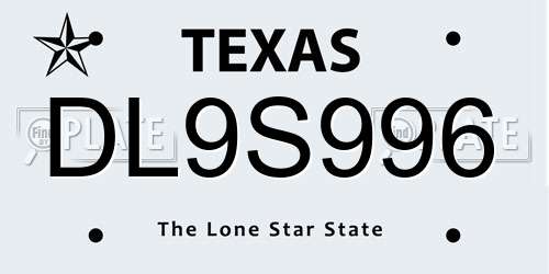 DL9S996 Texas License Plate