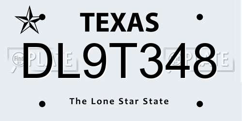 DL9T348 Texas License Plate