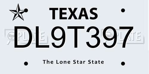 DL9T397 Texas License Plate