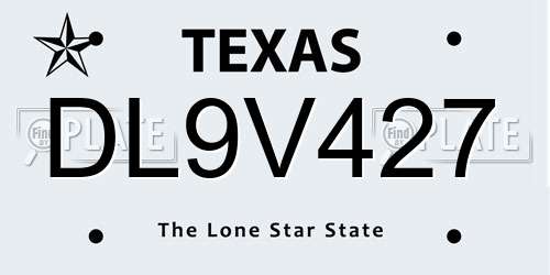 DL9V427 Texas License Plate