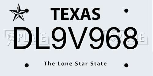 DL9V968 Texas License Plate