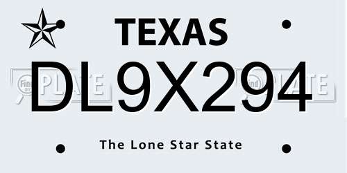 DL9X294 Texas License Plate