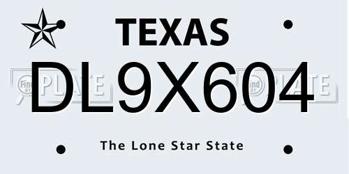 DL9X604 Texas License Plate