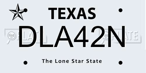 DLA42N Texas License Plate