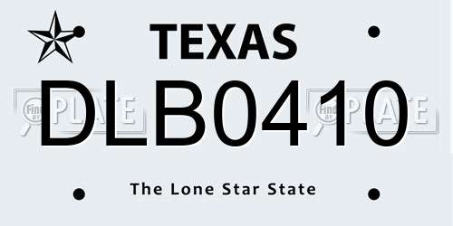 DLB0410 Texas License Plate
