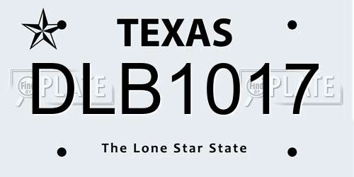 DLB1017 Texas License Plate