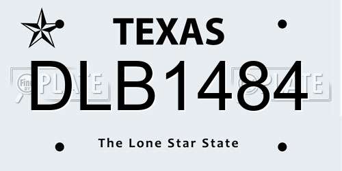 DLB1484 Texas License Plate