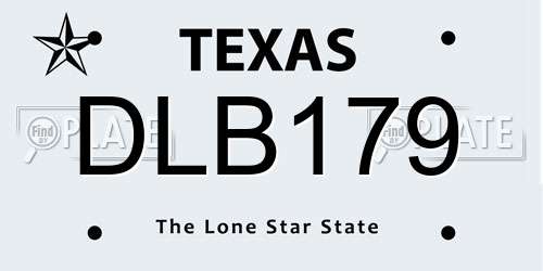 DLB179 Texas License Plate