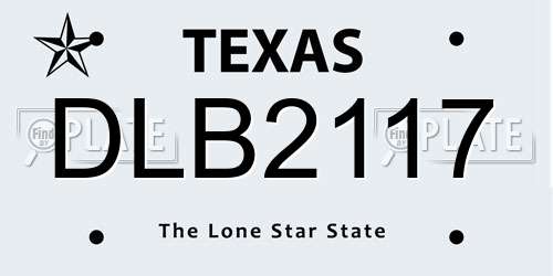 DLB2117 Texas License Plate