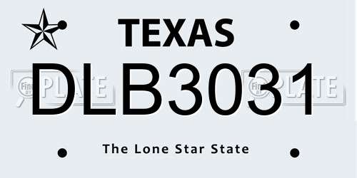 DLB3031 Texas License Plate