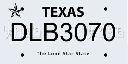 DLB3070 Texas License Plate