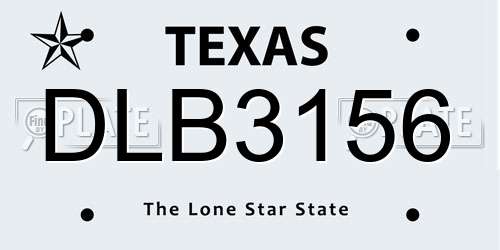 DLB3156 Texas License Plate