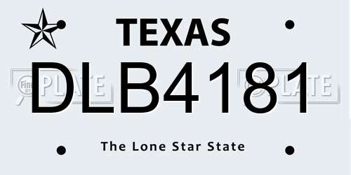 DLB4181 Texas License Plate