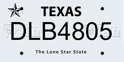 DLB4805 Texas License Plate