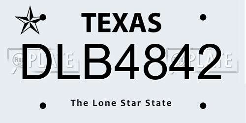 DLB4842 Texas License Plate