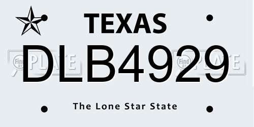 DLB4929 Texas License Plate