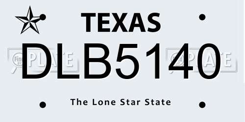 DLB5140 Texas License Plate