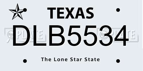 DLB5534 Texas License Plate