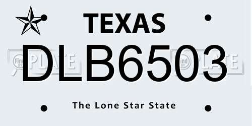 DLB6503 Texas License Plate