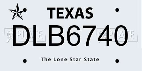 DLB6740 Texas License Plate