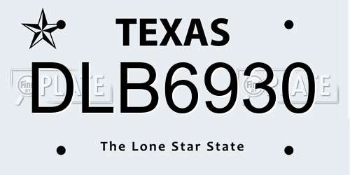 DLB6930 Texas License Plate