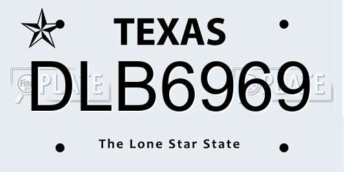 DLB6969 Texas License Plate