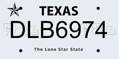 DLB6974 Texas License Plate
