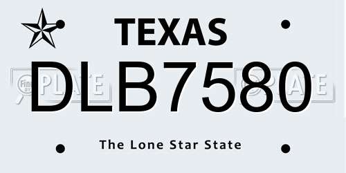DLB7580 Texas License Plate