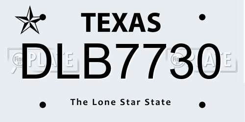 DLB7730 Texas License Plate