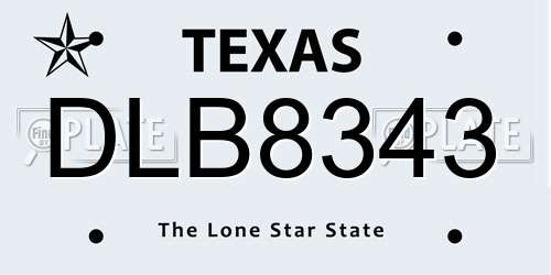 DLB8343 Texas License Plate