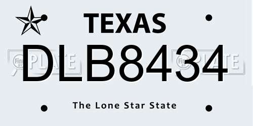DLB8434 Texas License Plate