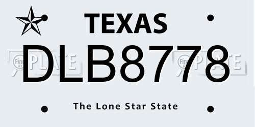 DLB8778 Texas License Plate