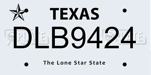 DLB9424 Texas License Plate