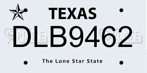 DLB9462 Texas License Plate