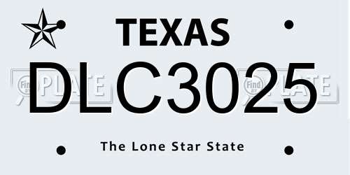 DLC3025 Texas License Plate