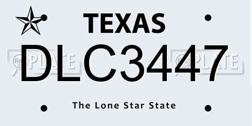 DLC3447 Texas License Plate