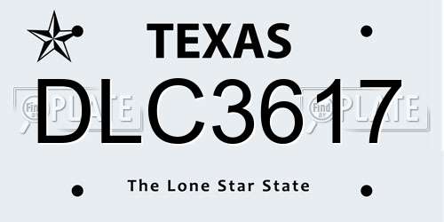 DLC3617 Texas License Plate