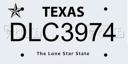 DLC3974 Texas License Plate