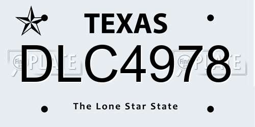DLC4978 Texas License Plate
